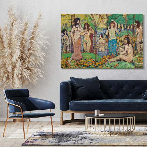 Top-Angebot Kunstdruck Maurice Brazil Prendergast - Strand Nr. 3 Leinwand auf Keilrahmen gespannt
