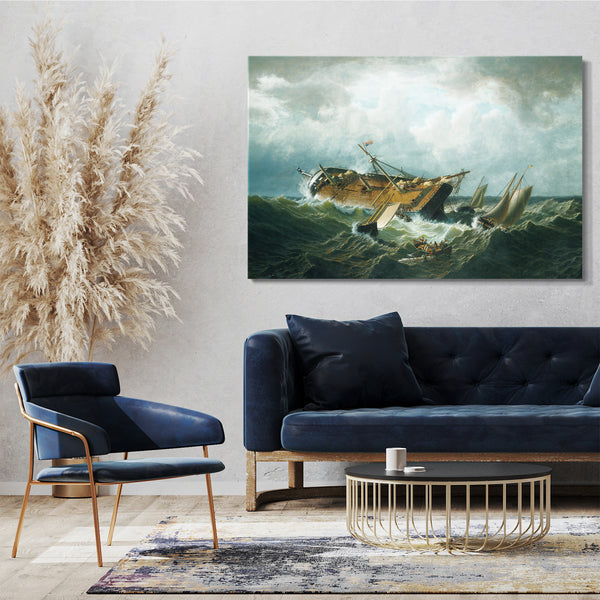 Top-Angebot Kunstdruck William Bradford - Schiffswrack vor Nantucket (Wrack bei Nantucket nach einem Sturm) Leinwand auf Keilrahmen gespannt