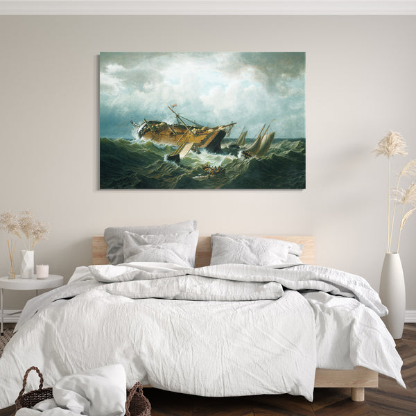 Top-Angebot Kunstdruck William Bradford - Schiffswrack vor Nantucket (Wrack bei Nantucket nach einem Sturm) Leinwand auf Keilrahmen gespannt