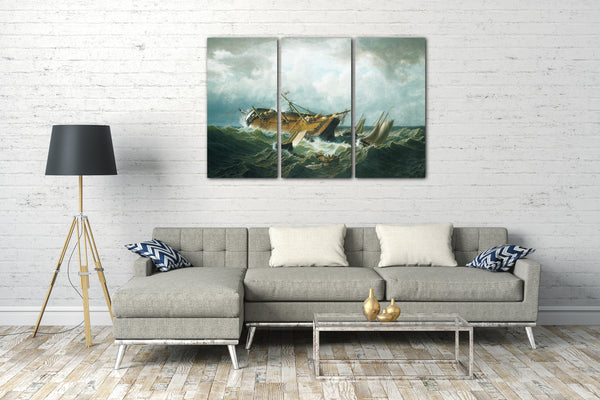 Top-Angebot Kunstdruck William Bradford - Schiffswrack vor Nantucket (Wrack bei Nantucket nach einem Sturm) Leinwand auf Keilrahmen gespannt