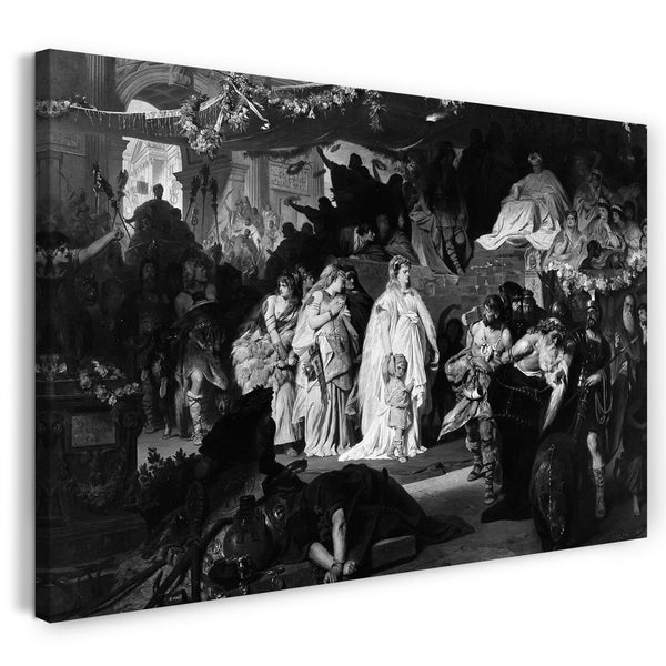 Top-Angebot Kunstdruck Karl Theodor von Piloty - Thusnelda beim Triumphzug von Germanicus nach Rom Leinwand auf Keilrahmen gespannt