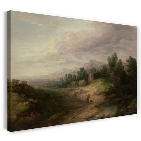 Top-Angebot Kunstdruck Thomas Gainsborough - Bewaldete Hochland-Landschaft Leinwand auf Keilrahmen gespannt