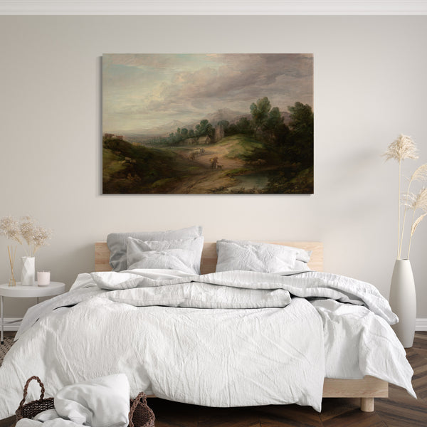 Top-Angebot Kunstdruck Thomas Gainsborough - Bewaldete Hochland-Landschaft Leinwand auf Keilrahmen gespannt