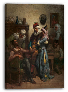 Top-Angebot Kunstdruck Gustave Doré - Don Quijote und Sancho Panza von Basil und Quiteria unterhalten Leinwand auf Keilrahmen gespannt