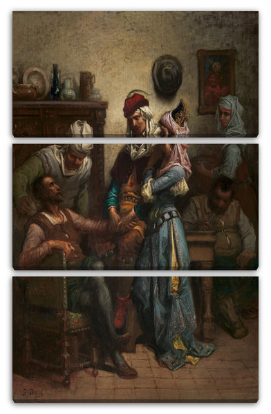 Leinwandbild Gustave Doré - Don Quijote und Sancho Panza von Basil und Quiteria unterhalten