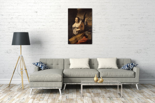 Top-Angebot Kunstdruck Bartholomeus van der Helst - Der Musiker Leinwand auf Keilrahmen gespannt