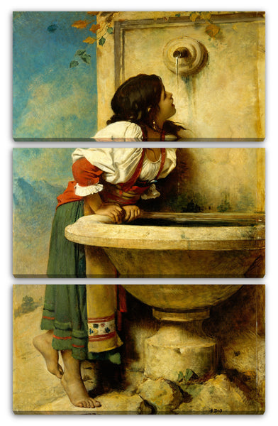 Leinwandbild Léon Bonnat - Römisches Mädchen an einem Brunnen