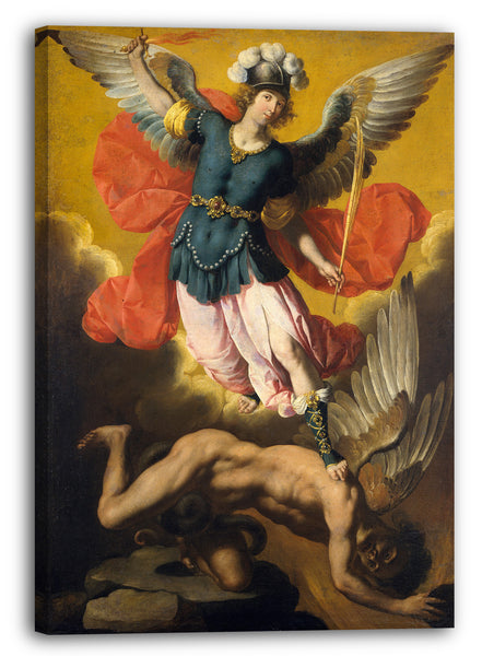 Top-Angebot Kunstdruck Ignacio de Ries - Heiliger Michael der Erzengel Leinwand auf Keilrahmen gespannt