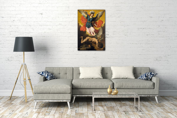 Top-Angebot Kunstdruck Ignacio de Ries - Heiliger Michael der Erzengel Leinwand auf Keilrahmen gespannt