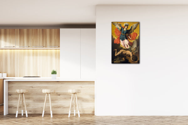 Top-Angebot Kunstdruck Ignacio de Ries - Heiliger Michael der Erzengel Leinwand auf Keilrahmen gespannt