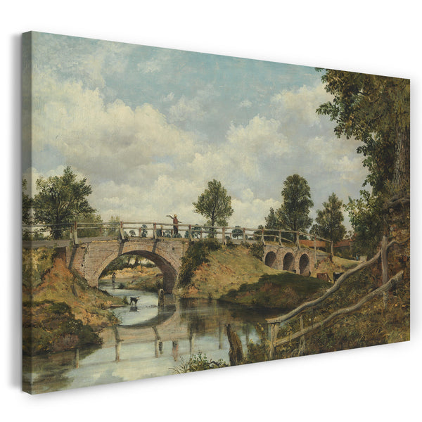 Top-Angebot Kunstdruck Frederick Waters Watts - Eine alte Brücke bei Hendon, Middlesex Leinwand auf Keilrahmen gespannt