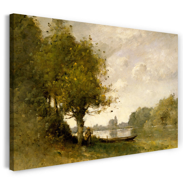 Top-Angebot Kunstdruck Paul-Désiré Trouillebert - Ein Teich in der Nähe von Nangis Leinwand auf Keilrahmen gespannt