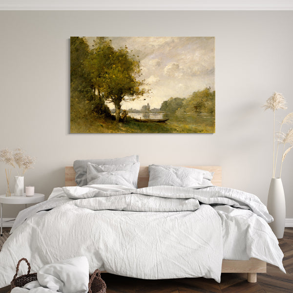 Top-Angebot Kunstdruck Paul-Désiré Trouillebert - Ein Teich in der Nähe von Nangis Leinwand auf Keilrahmen gespannt
