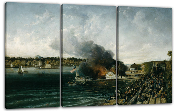 Leinwandbild ca. 1854-60 - Das Verbrennen des Raddampfers Henry Clay