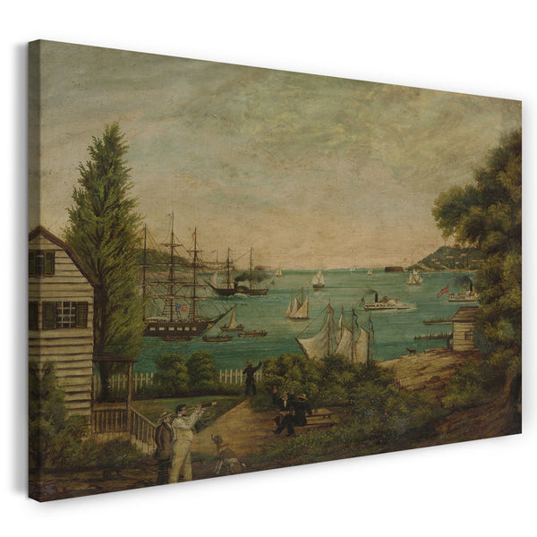 Top-Angebot Kunstdruck ca. 1855 - Blick von Staten Island Leinwand auf Keilrahmen gespannt