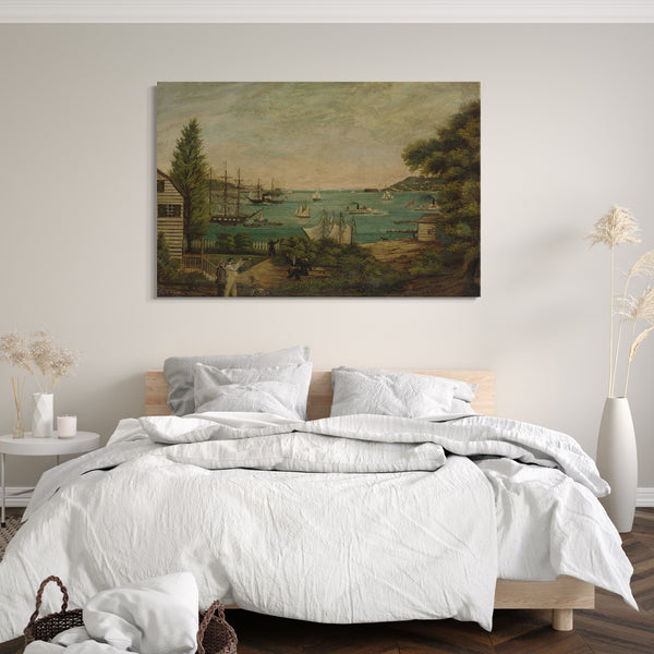 Top-Angebot Kunstdruck ca. 1855 - Blick von Staten Island Leinwand auf Keilrahmen gespannt