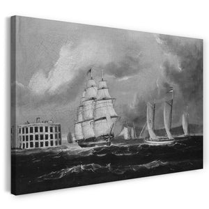 Top-Angebot Kunstdruck ca. 1850 - Bucht und Hafen nahe Fort Castle William Leinwand auf Keilrahmen gespannt