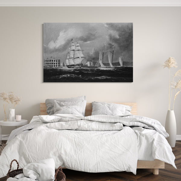 Top-Angebot Kunstdruck ca. 1850 - Bucht und Hafen nahe Fort Castle William Leinwand auf Keilrahmen gespannt