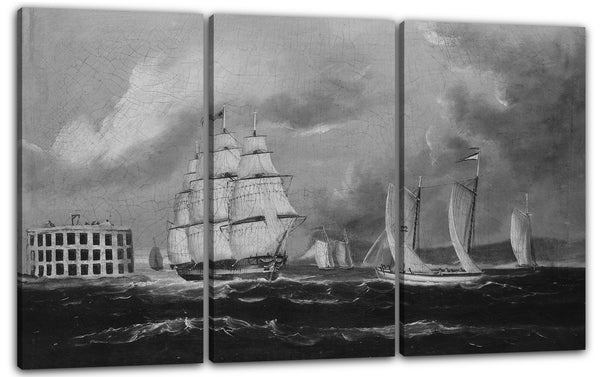 Leinwandbild ca. 1850 - Bucht und Hafen nahe Fort Castle William