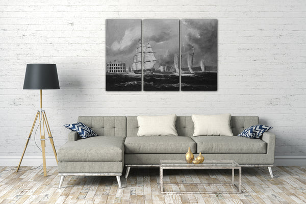 Top-Angebot Kunstdruck ca. 1850 - Bucht und Hafen nahe Fort Castle William Leinwand auf Keilrahmen gespannt