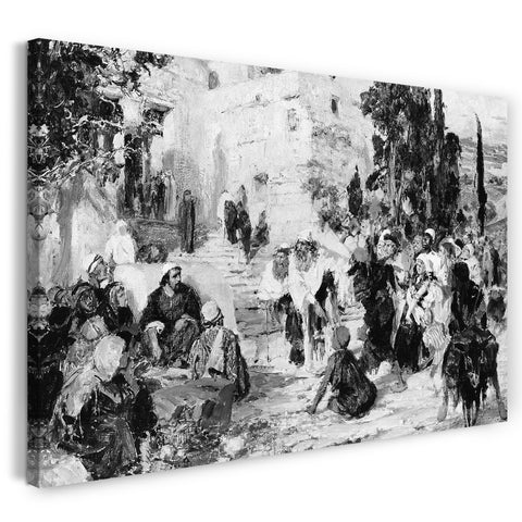 Top-Angebot Kunstdruck Vasilii Dmitriviech Polenov - Christus und die Ehebrecherin Leinwand auf Keilrahmen gespannt
