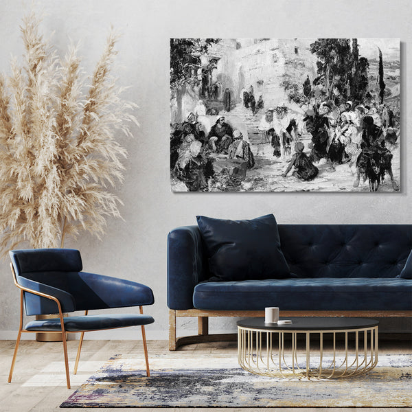 Top-Angebot Kunstdruck Vasilii Dmitriviech Polenov - Christus und die Ehebrecherin Leinwand auf Keilrahmen gespannt