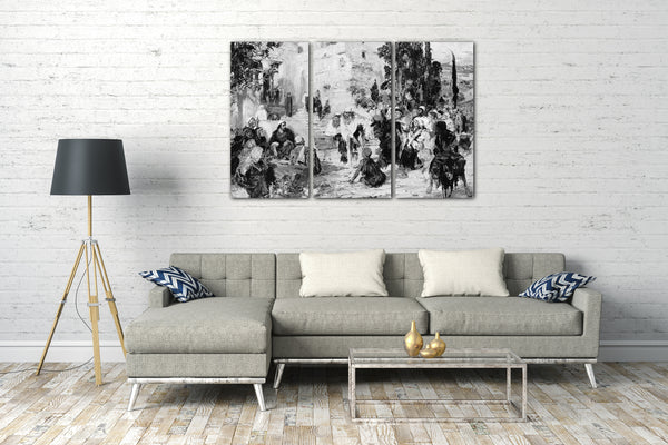 Top-Angebot Kunstdruck Vasilii Dmitriviech Polenov - Christus und die Ehebrecherin Leinwand auf Keilrahmen gespannt