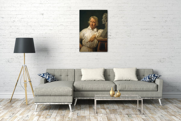 Top-Angebot Kunstdruck Horaz Vernet - Bertel Thorvaldsen (1768-1844) mit der Büste von Horace Vernet Leinwand auf Keilrahmen gespannt