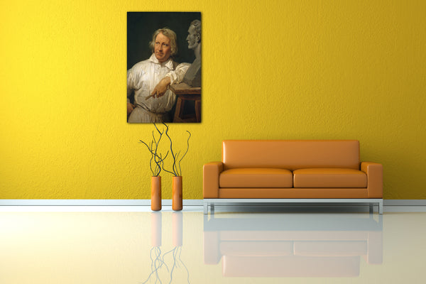 Top-Angebot Kunstdruck Horaz Vernet - Bertel Thorvaldsen (1768-1844) mit der Büste von Horace Vernet Leinwand auf Keilrahmen gespannt