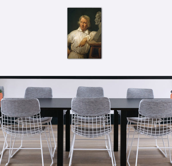 Top-Angebot Kunstdruck Horaz Vernet - Bertel Thorvaldsen (1768-1844) mit der Büste von Horace Vernet Leinwand auf Keilrahmen gespannt