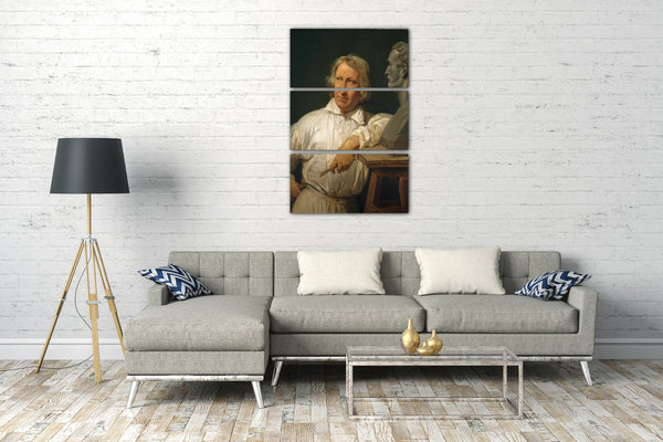 Top-Angebot Kunstdruck Horaz Vernet - Bertel Thorvaldsen (1768-1844) mit der Büste von Horace Vernet Leinwand auf Keilrahmen gespannt