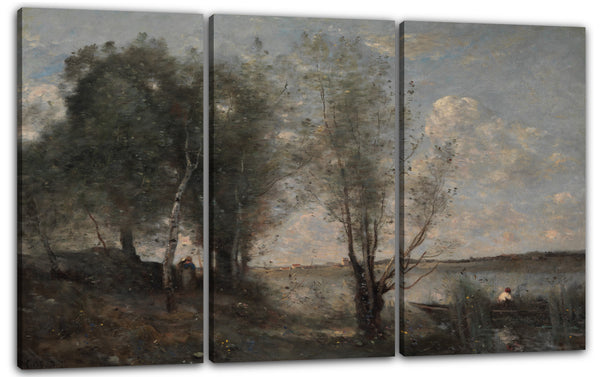 Leinwandbild Camille Corot - Bootsmann unter den Schilfen