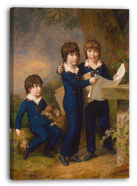 Top-Angebot Kunstdruck Johann Heinrich Wilhelm Tischbein - Die Kinder von Martin Anton Heckscher: Johann Gustav Wilhelm Moritz (1797-1865), Carl Martin Adolph (1796-1850) und Leopold (1792) Leinwand auf Keilrahmen gespannt