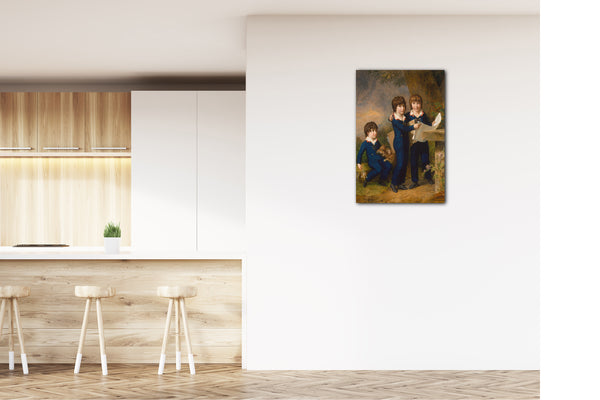 Top-Angebot Kunstdruck Johann Heinrich Wilhelm Tischbein - Die Kinder von Martin Anton Heckscher: Johann Gustav Wilhelm Moritz (1797-1865), Carl Martin Adolph (1796-1850) und Leopold (1792) Leinwand auf Keilrahmen gespannt