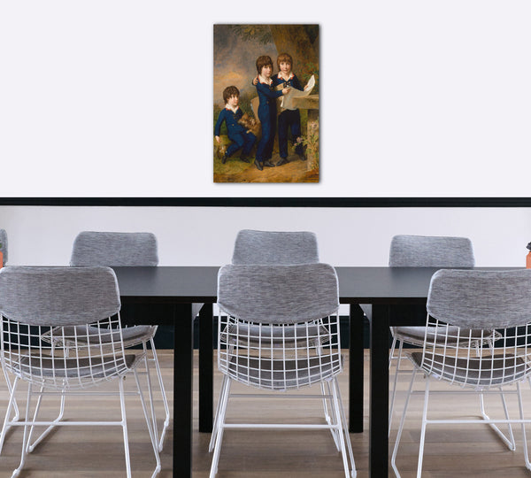 Top-Angebot Kunstdruck Johann Heinrich Wilhelm Tischbein - Die Kinder von Martin Anton Heckscher: Johann Gustav Wilhelm Moritz (1797-1865), Carl Martin Adolph (1796-1850) und Leopold (1792) Leinwand auf Keilrahmen gespannt