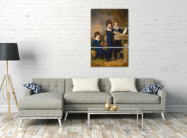 Top-Angebot Kunstdruck Johann Heinrich Wilhelm Tischbein - Die Kinder von Martin Anton Heckscher: Johann Gustav Wilhelm Moritz (1797-1865), Carl Martin Adolph (1796-1850) und Leopold (1792) Leinwand auf Keilrahmen gespannt