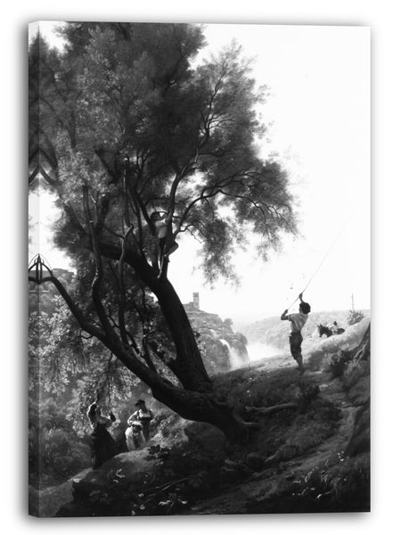 Top-Angebot Kunstdruck François-Louis Français - Sammeln von Oliven in Tivoli Leinwand auf Keilrahmen gespannt