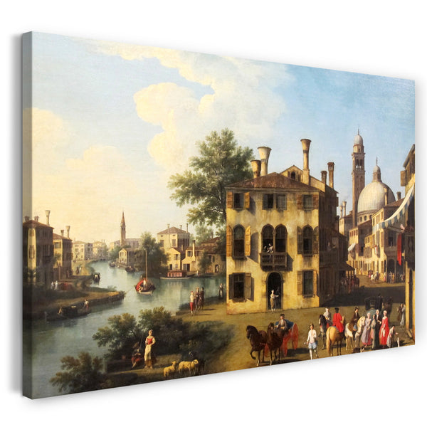 Top-Angebot Kunstdruck Giambattista Cimaroli - Blick auf den Brenta, in der Nähe von Dolo Leinwand auf Keilrahmen gespannt