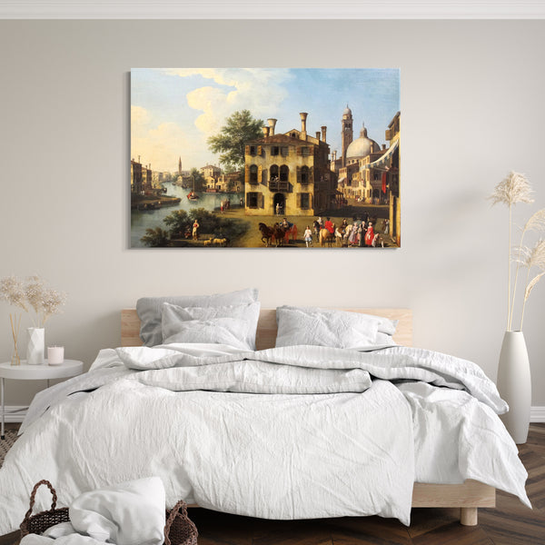 Top-Angebot Kunstdruck Giambattista Cimaroli - Blick auf den Brenta, in der Nähe von Dolo Leinwand auf Keilrahmen gespannt