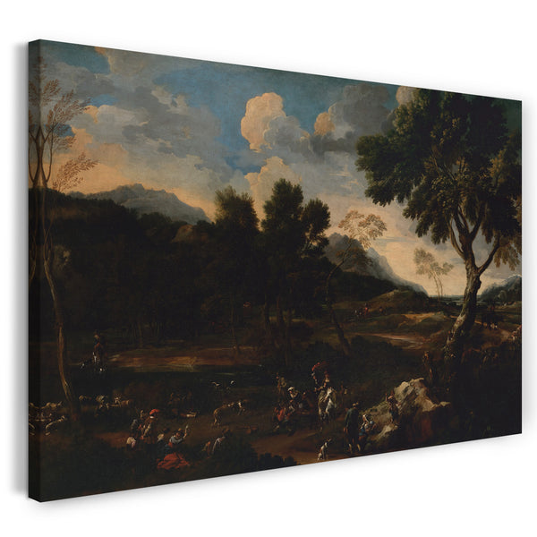 Top-Angebot Kunstdruck Jan Miel - Landschaft mit einer Schlacht zwischen zwei Rammen Leinwand auf Keilrahmen gespannt