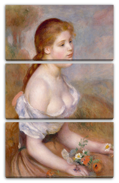 Leinwandbild Auguste Renoir - Ein junges Mädchen mit Gänseblümchen
