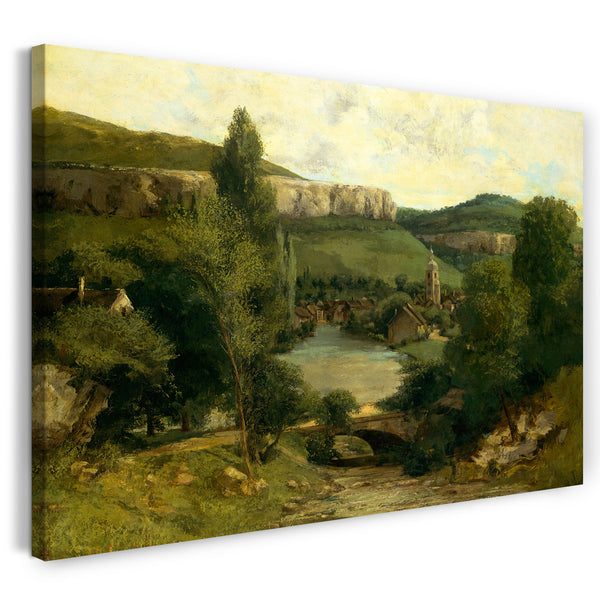 Top-Angebot Kunstdruck Gustave Courbet - Ansicht von Ornans Leinwand auf Keilrahmen gespannt