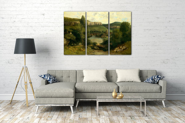 Top-Angebot Kunstdruck Gustave Courbet - Ansicht von Ornans Leinwand auf Keilrahmen gespannt