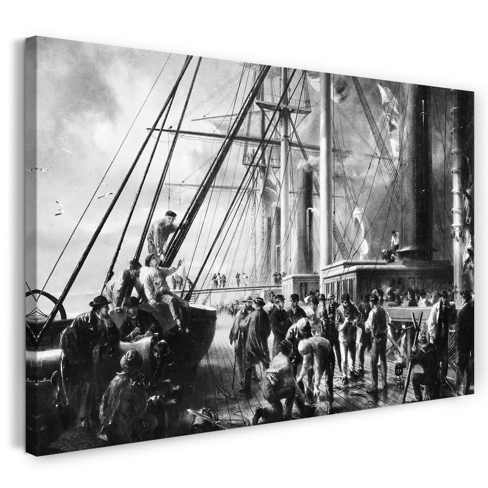 Top-Angebot Kunstdruck Robert Charles Dudley - Making the Splice between the Shore End and the Ocean Cable Leinwand auf Keilrahmen gespannt