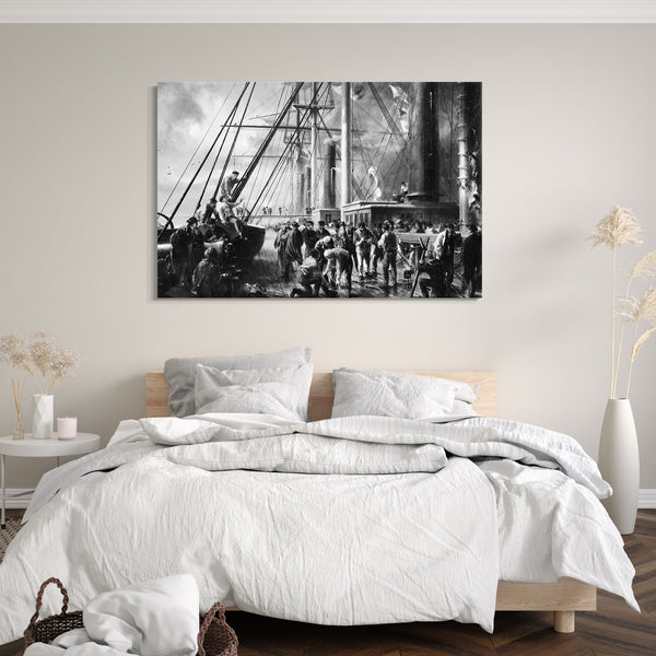 Top-Angebot Kunstdruck Robert Charles Dudley - Making the Splice between the Shore End and the Ocean Cable Leinwand auf Keilrahmen gespannt