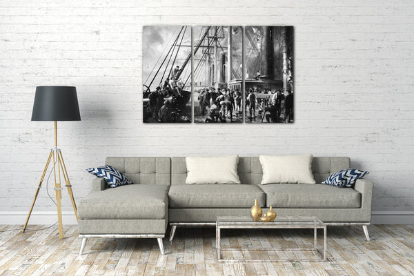 Top-Angebot Kunstdruck Robert Charles Dudley - Making the Splice between the Shore End and the Ocean Cable Leinwand auf Keilrahmen gespannt