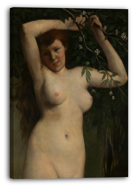 Top-Angebot Kunstdruck Gustave Courbet - Akt mit blühendem Zweig Leinwand auf Keilrahmen gespannt
