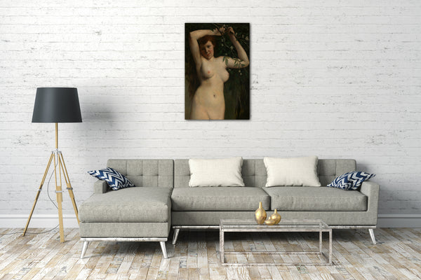 Top-Angebot Kunstdruck Gustave Courbet - Akt mit blühendem Zweig Leinwand auf Keilrahmen gespannt