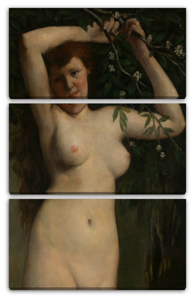 Leinwandbild Gustave Courbet - Akt mit blühendem Zweig