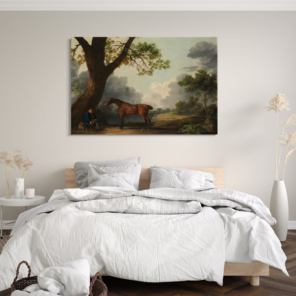 Top-Angebot Kunstdruck George Stubbs - Der dritte Herzog von Dorset Hunter mit einem Bräutigam und einem Hund Leinwand auf Keilrahmen gespannt